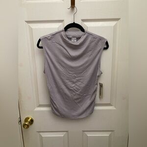 No Boundaries Purple Sleeveless Muscle Tee with Mandarin Collar